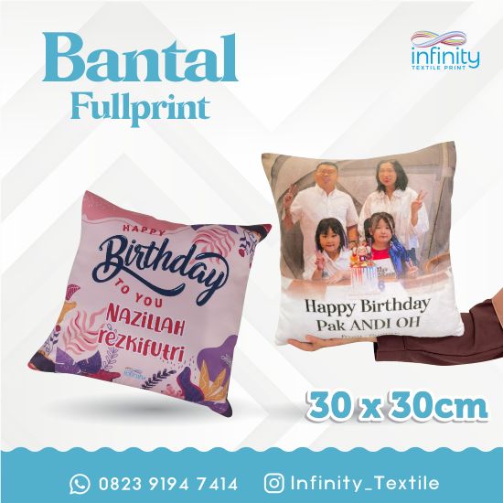 Bantal Fullprint Ukuran 30 x 30 cm